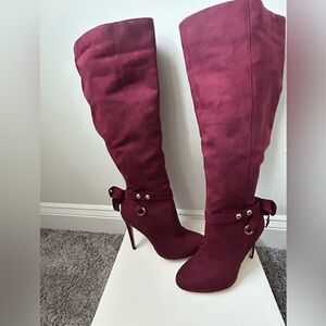 Shoe Dazzle Burgundy Knee High Boots